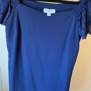 Elle Navy Blue Eyelet Dress